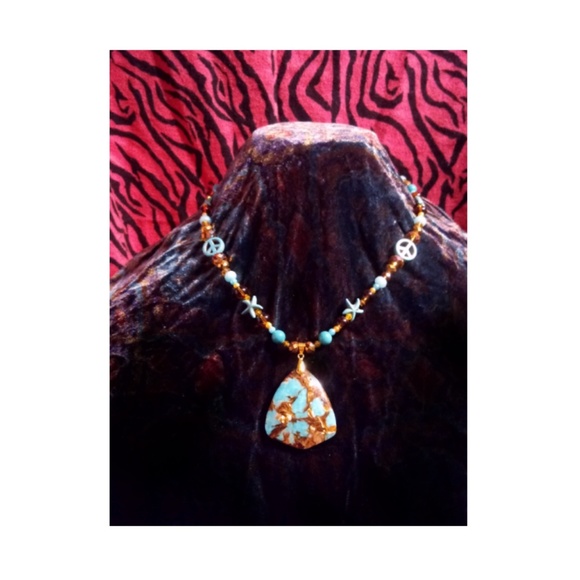 Gold Bornite Sea Sediment Jasper Necklace - Picture 1 of 2